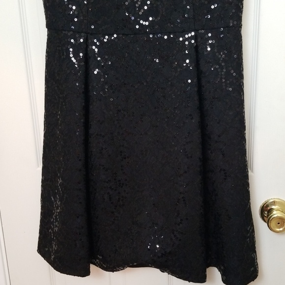 Calvin Klein Dress Sequin Fit and Flare Black - Picture 3 of 8
